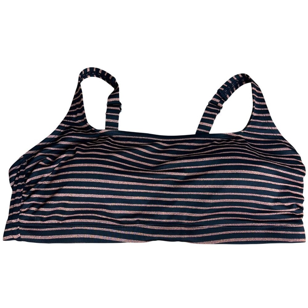 Xhilaration‎ Swim Bikini Top Plus Size 18W Bralette Black Gold Stripe